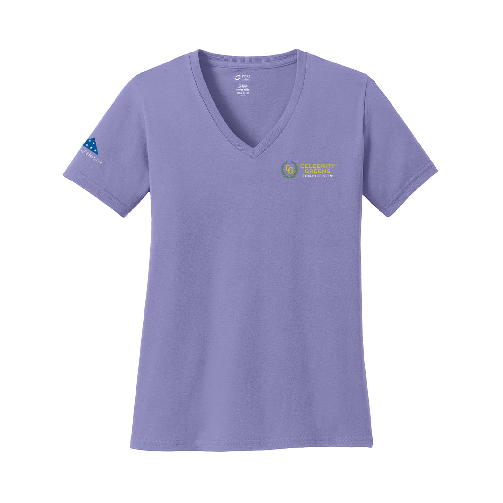 Celebrity Greens - Port & Company Ladies Core Cotton V-Neck Tee
