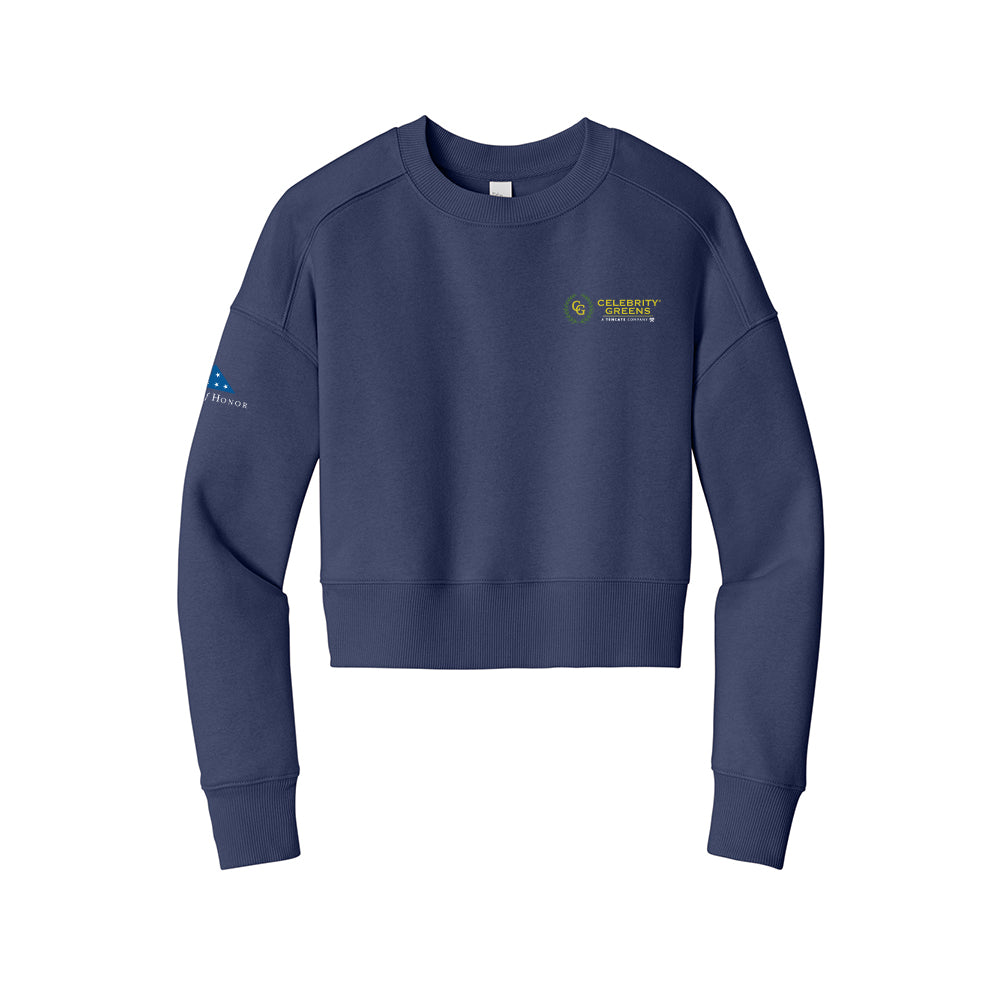 Tシャツ・カットソー Golden  CROPPED FLEECE CREW NECK CRYSTAL Celebrity Greens - District Women's Perfect Weight Fleece